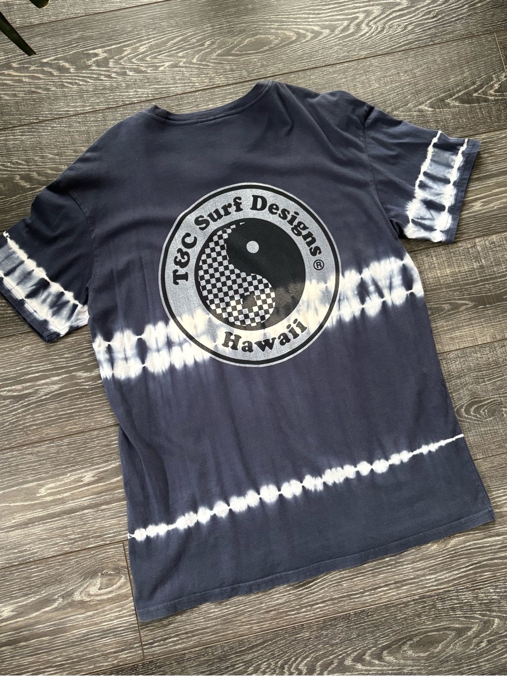 T&C Surf Designs Hawaii Tie-Dye Logo Tee - Navy & White